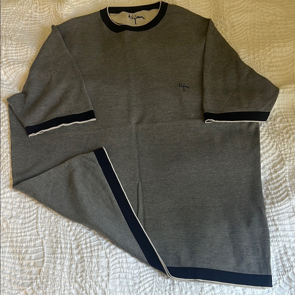 Bijan Gray and Black Short Sleeve Shirt
